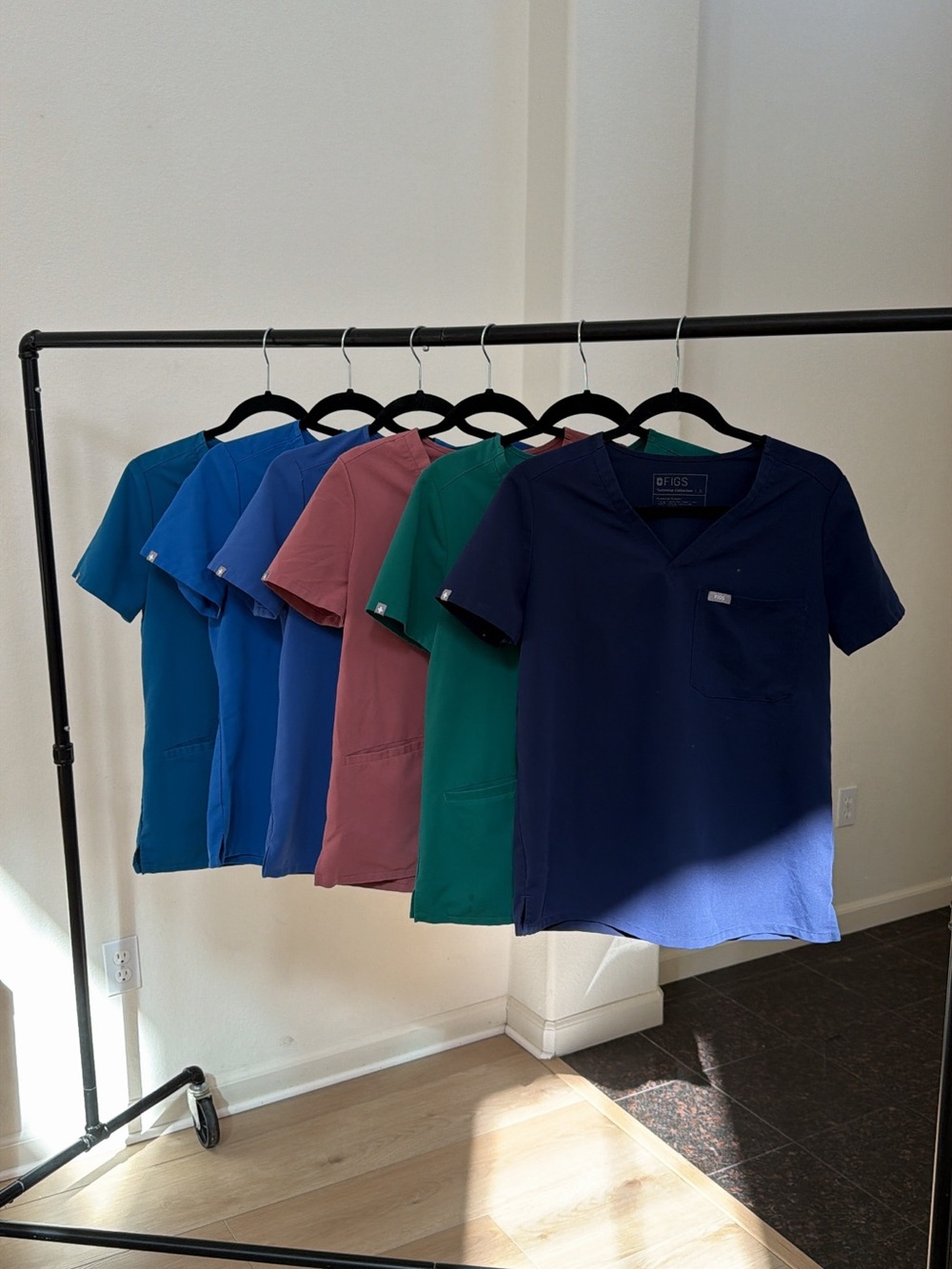 Figs Women's Scrub Tops - Navy, Teal, Green, Rose, Royal, Aqua